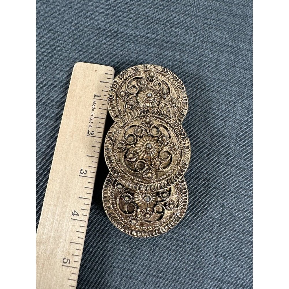 Lot of 2 Vintage Belt Buckles Rhinestones Boho Gold Tone Chunky‎ Statement - Picture 4 of 9